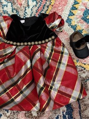 bonnie jean christmas dress nutcracker dress with gold cardigan Black Gold Chain Straps Drawstring Cut Out Mini Dress main image 0